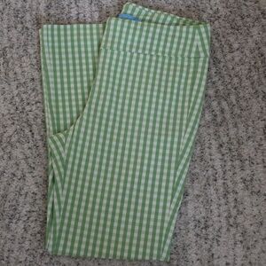 J.McLaughlin Green Gingham Pants Size 6 Preppy Coastal Classic